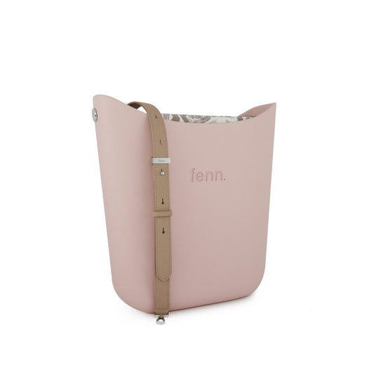 Elegant Fenn – Pink – Pattern Inner – Silver Zip – Light Stone Handle