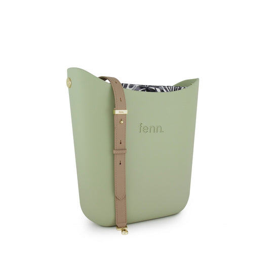 Elegant Fenn – Pastel Green – Pattern Inner – Gold Zip – Light Stone Handle