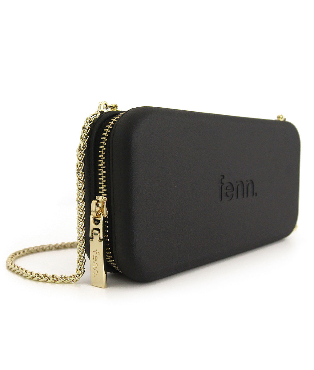 Wallet – Black – Gold Zip – Gold Chain