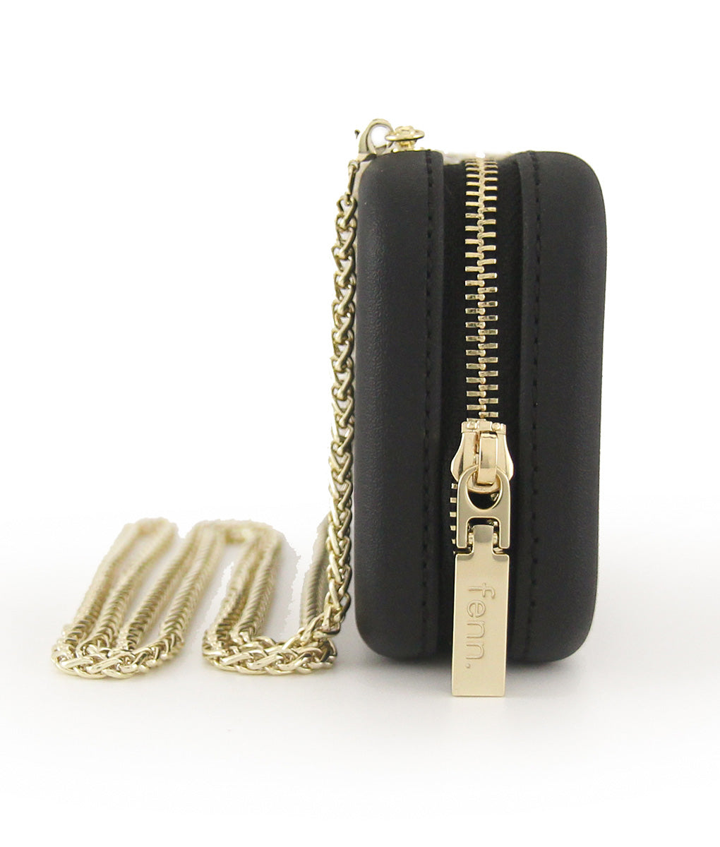 Wallet – Black – Gold Zip – Gold Chain