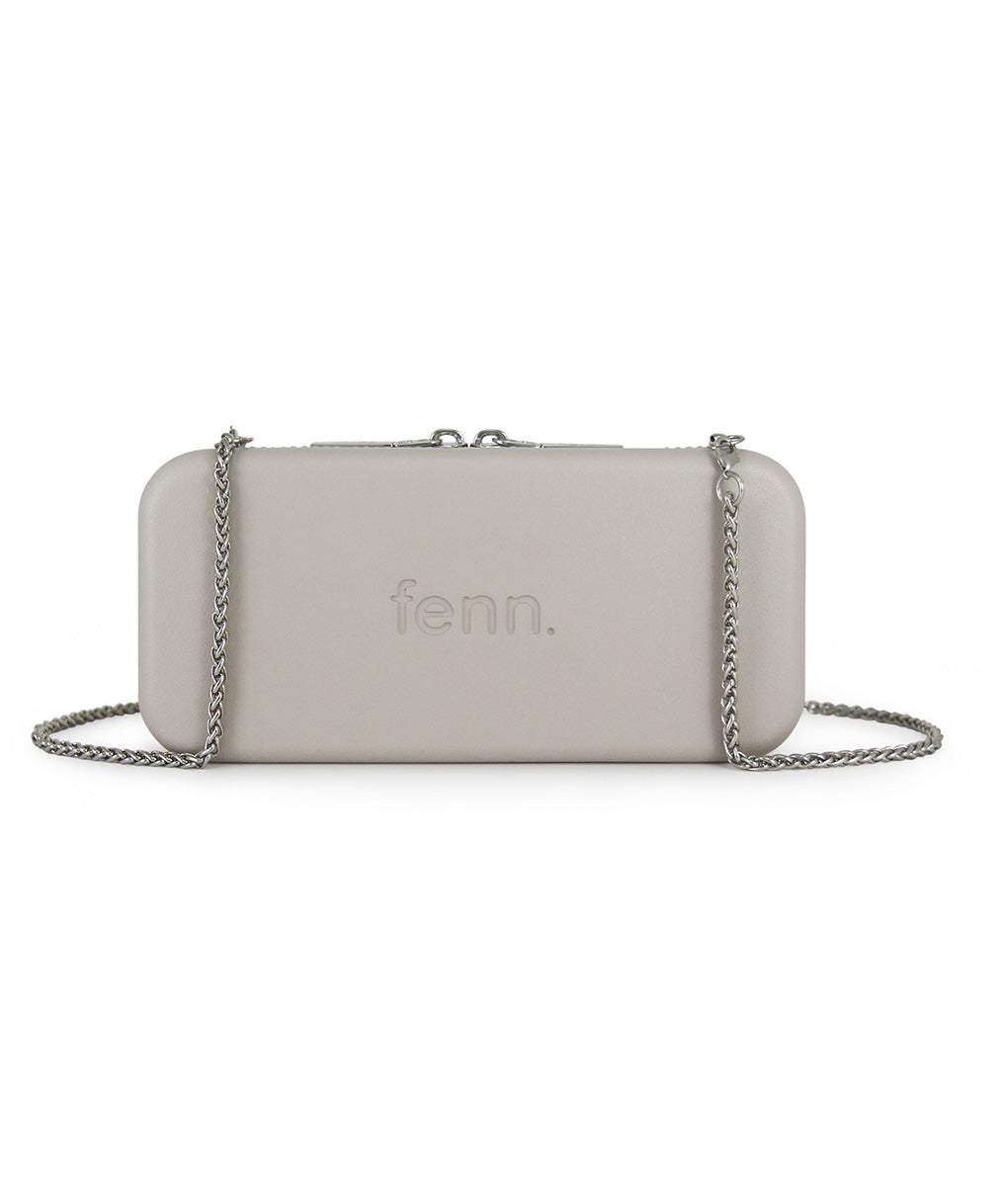 Wallet – Mushroom/Grey – Silver Zip – Silver Chain