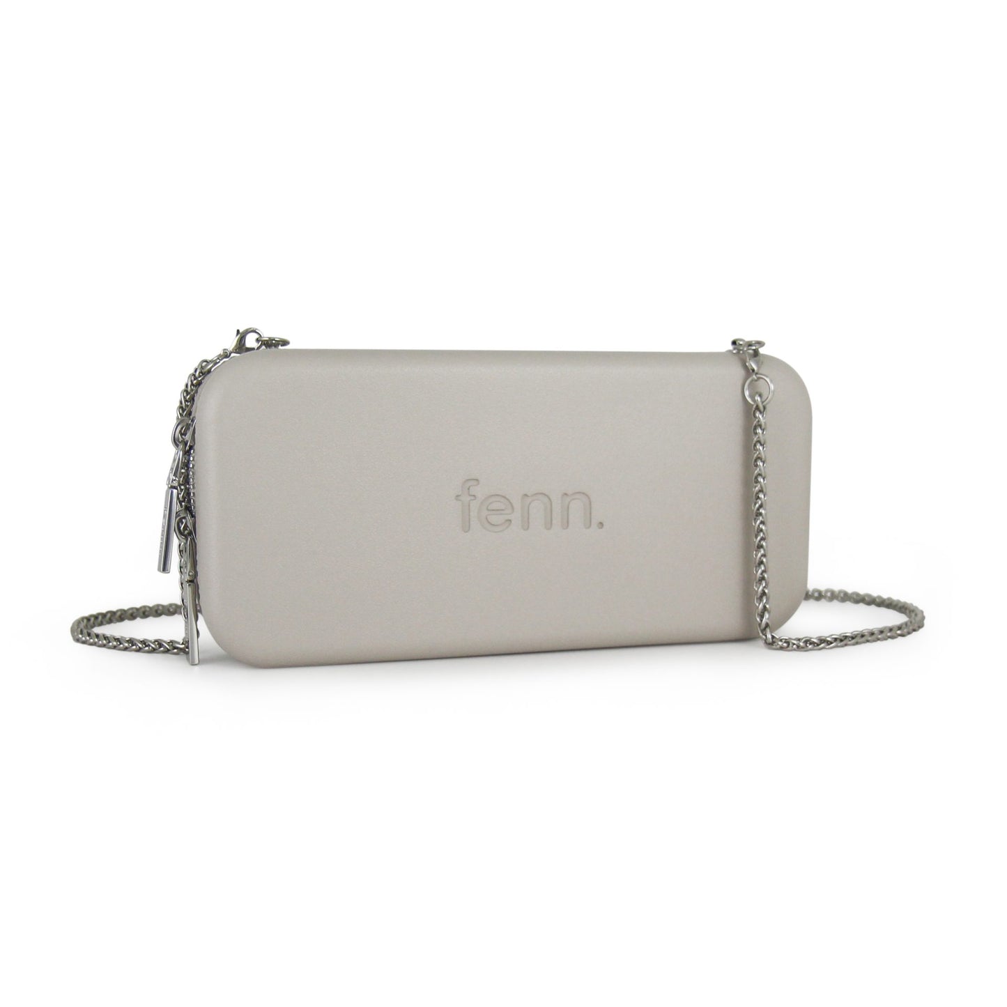Wallet – Mushroom/Grey – Silver Zip – Silver Chain