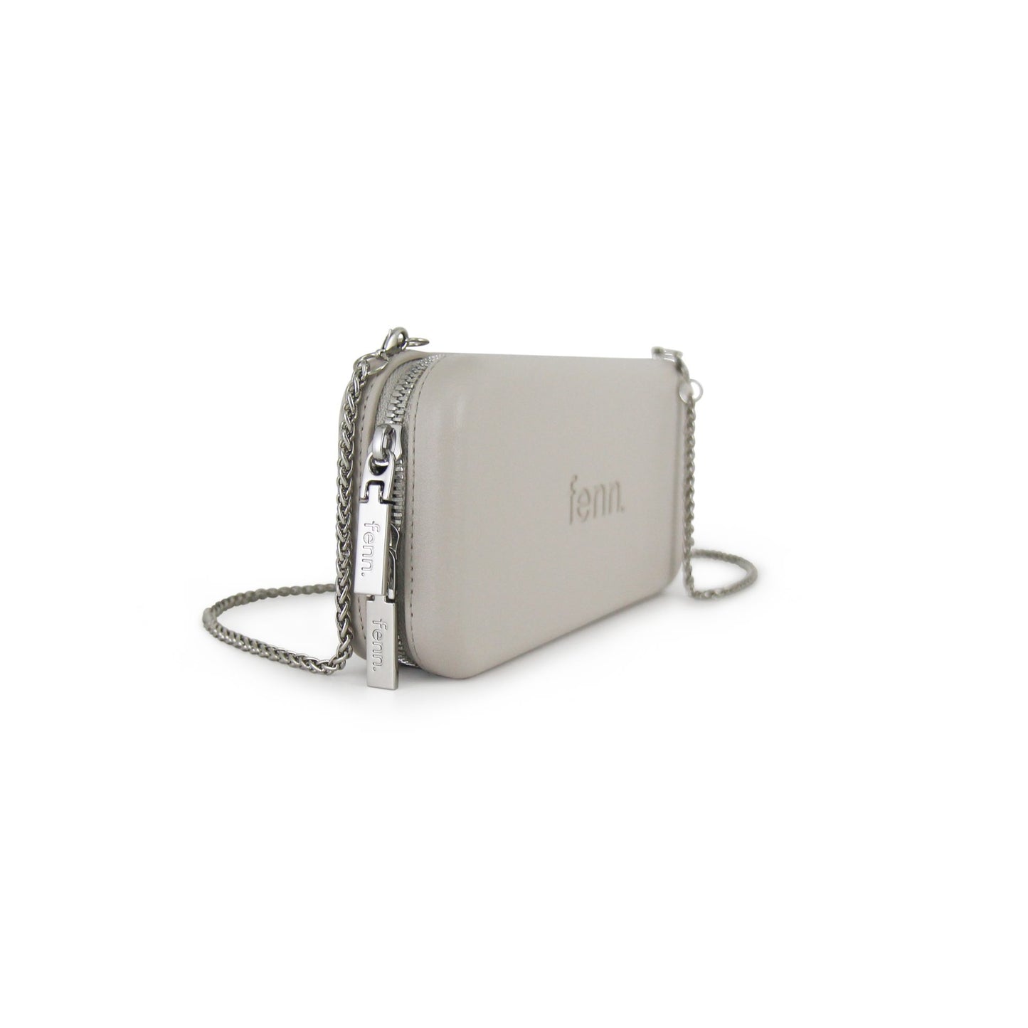 Wallet – Mushroom/Grey – Silver Zip – Silver Chain