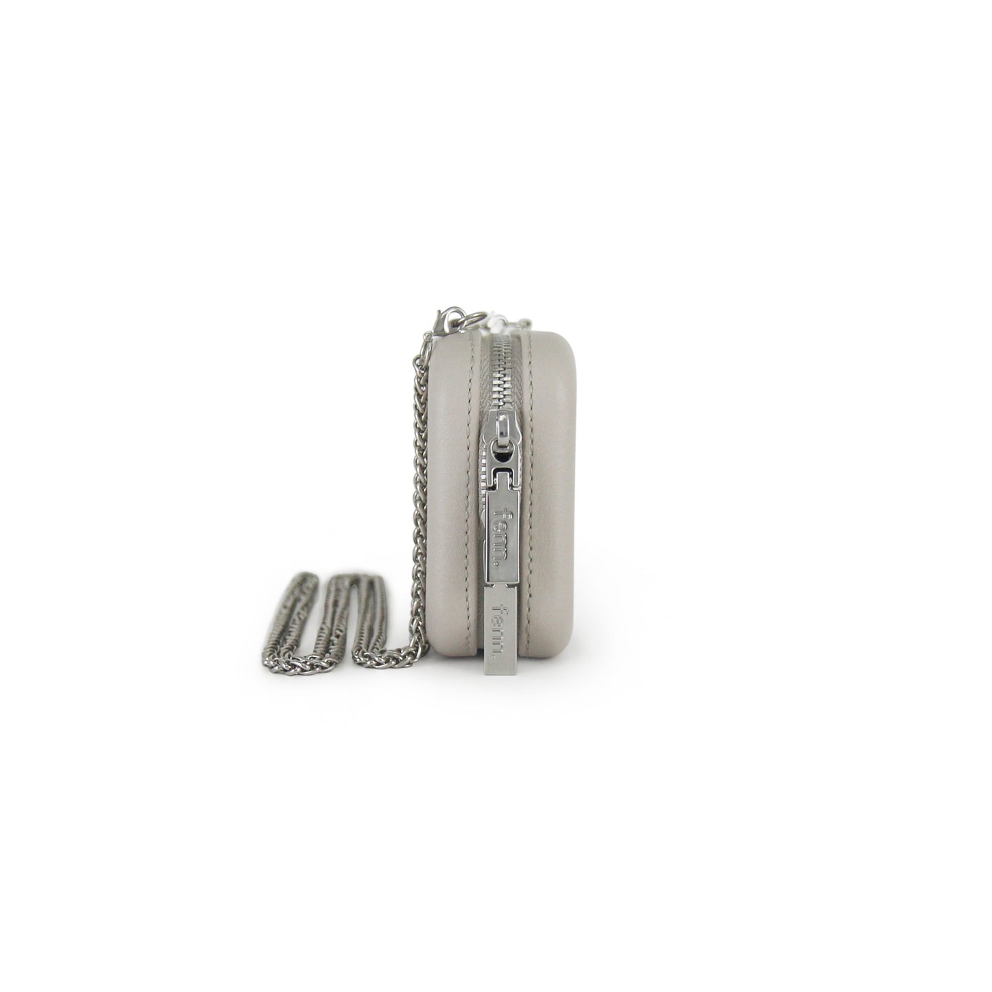 Wallet – Mushroom/Grey – Silver Zip – Silver Chain