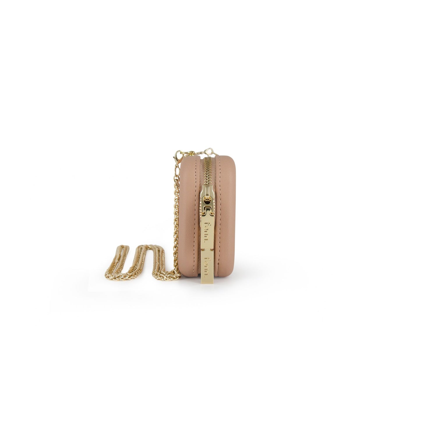 Wallet – Mocha – Gold Zip – Gold Chain