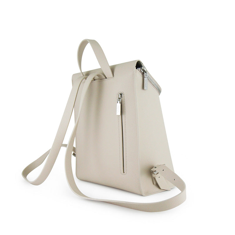 Back Pack-Satchel – Oatmeal – Silver Zip