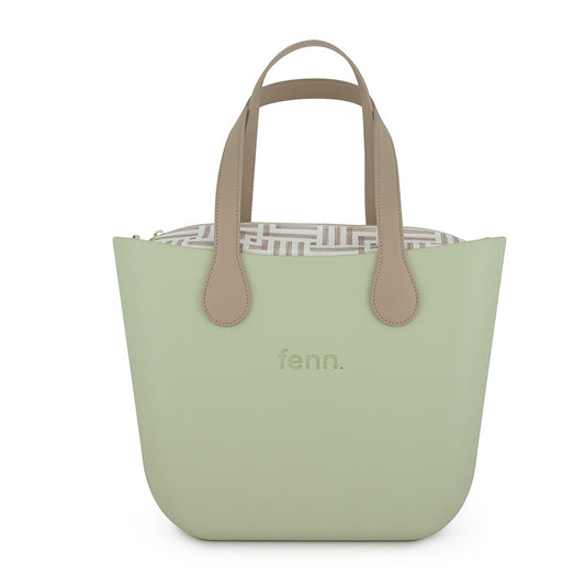 Original Collection – Pastel Green – Pattern Inner – Gold Zip – Light Stone Flat Handle