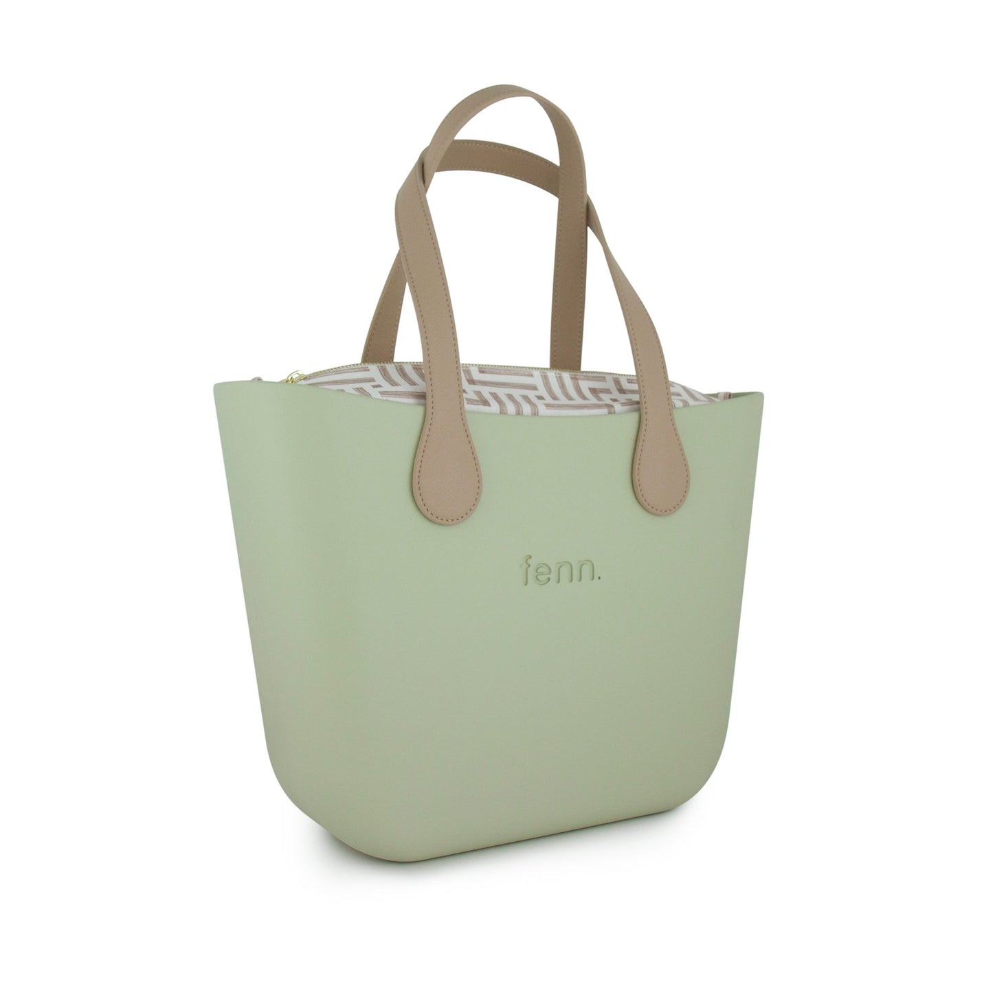Original Collection – Pastel Green – Pattern Inner – Gold Zip – Light Stone Flat Handle