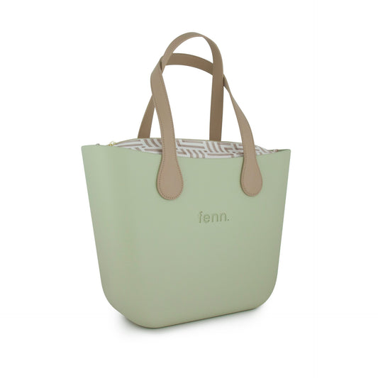 Original Collection – Pastel Green – Pattern Inner – Gold Zip – Light Stone Flat Handle