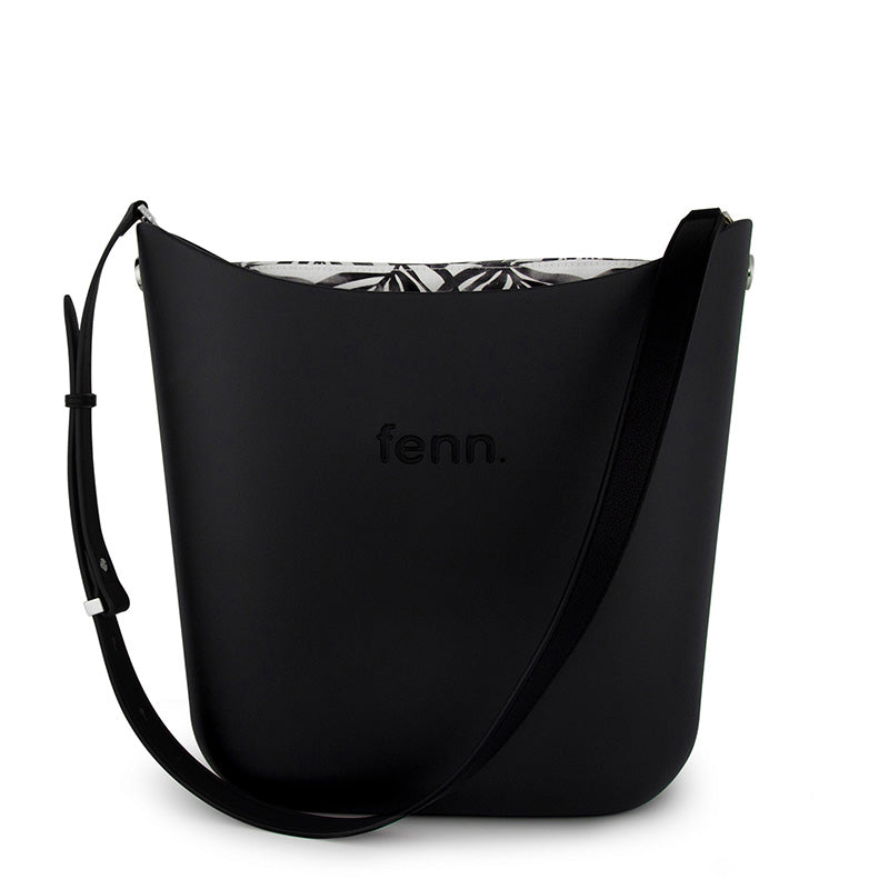 Elegant Fenn – Black – Pattern Inner – Silver Zip – Black Handle