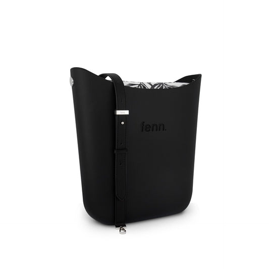 Elegant Fenn – Black – Pattern Inner – Silver Zip – Black Handle