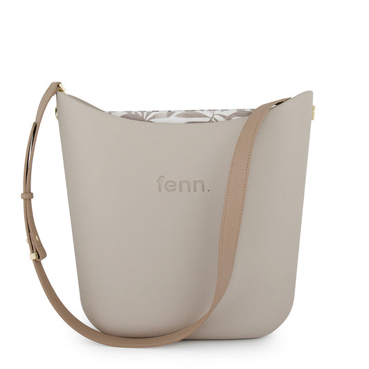 Elegant Fenn – Mushroom – Pattern Inner – Gold Zip – Light Stone Handle