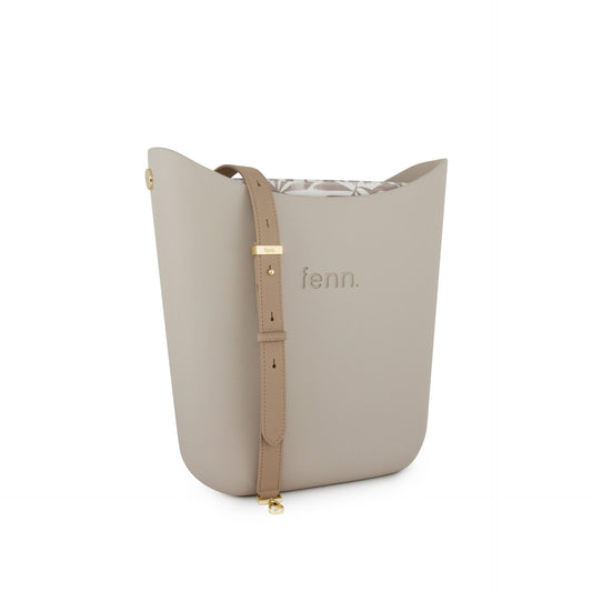 Elegant Fenn – Mushroom – Pattern Inner – Gold Zip – Light Stone Handle