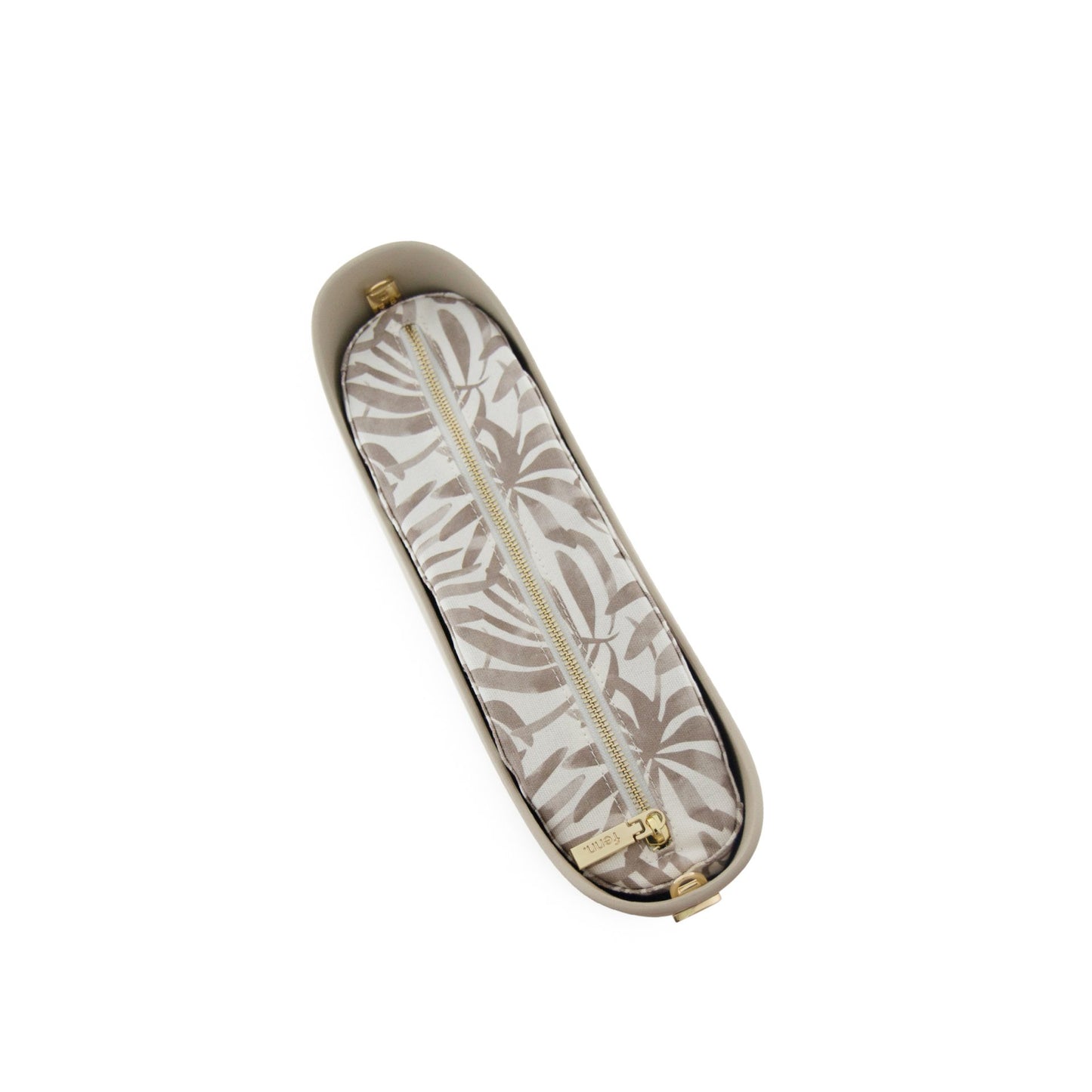 Elegant Fenn – Mushroom – Pattern Inner – Gold Zip – Light Stone Handle