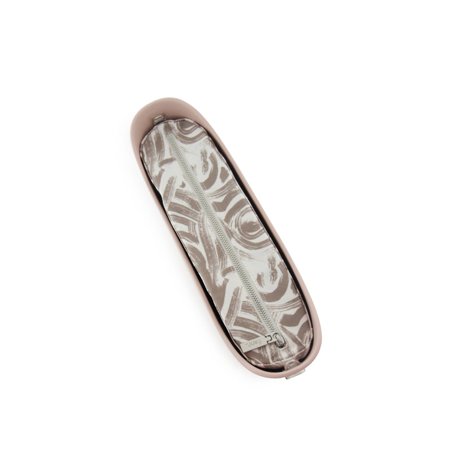 Elegant Fenn – Pink – Pattern Inner – Silver Zip – Light Stone Handle
