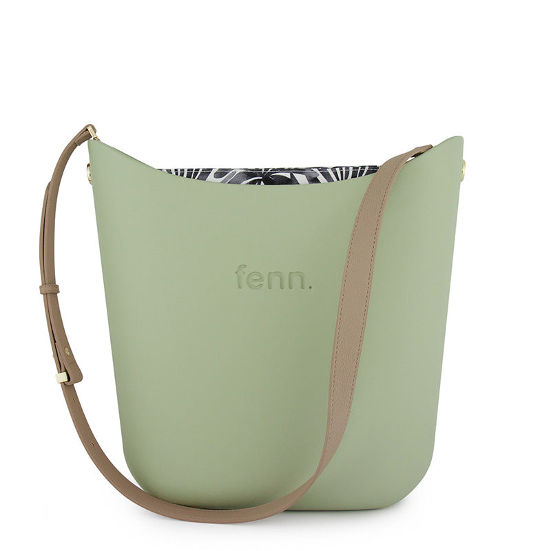 Elegant Fenn – Pastel Green – Pattern Inner – Gold Zip – Light Stone Handle