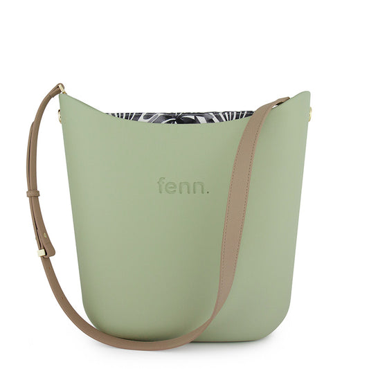 Elegant Fenn – Pastel Green – Pattern Inner – Gold Zip – Light Stone Handle