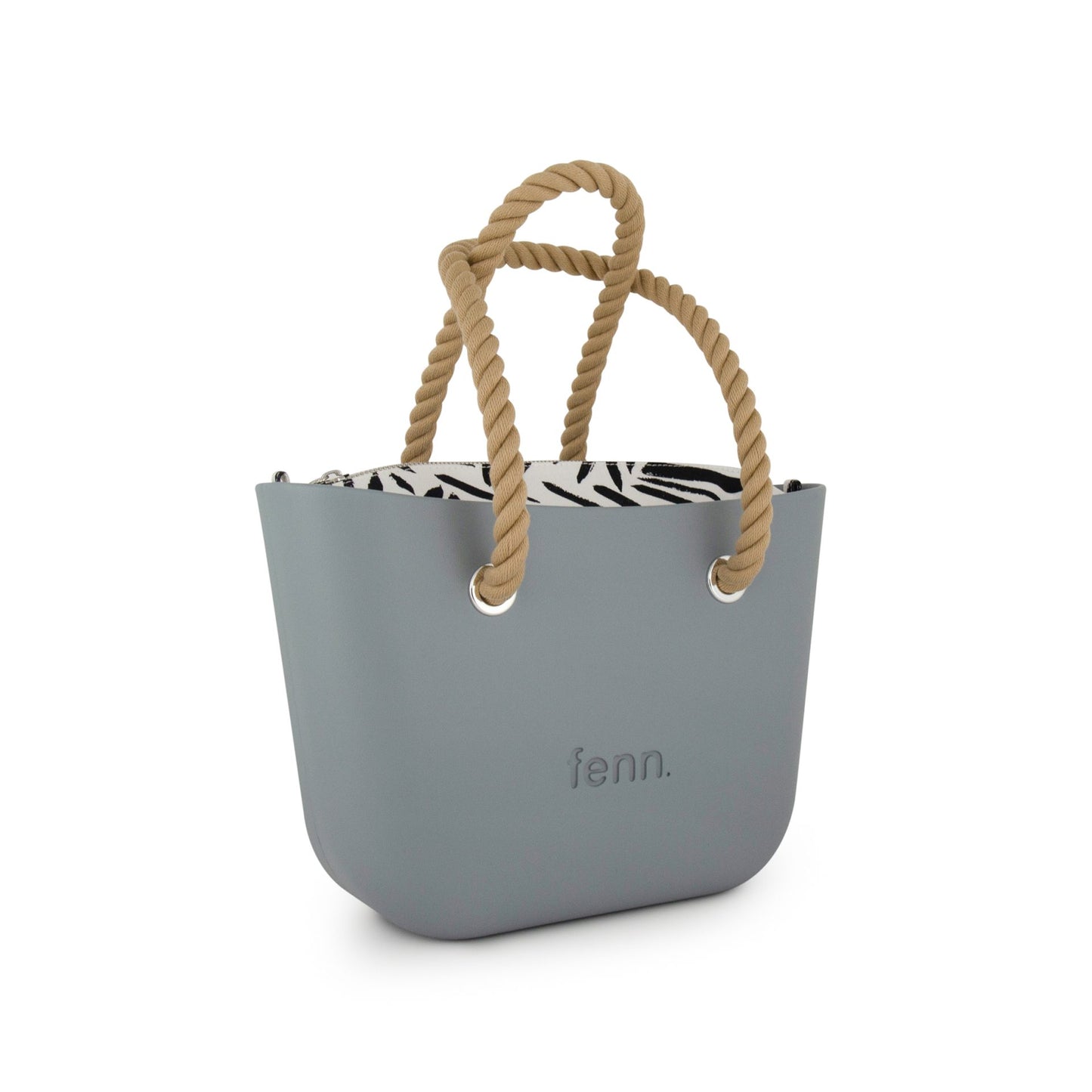 Petite – Blue Haze – Pattern Inner – Silver Zip – Beige Rope